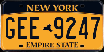 NY license plate GEE9247