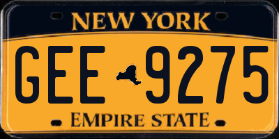 NY license plate GEE9275