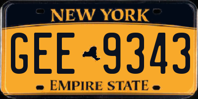 NY license plate GEE9343