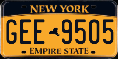NY license plate GEE9505