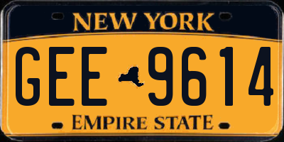 NY license plate GEE9614