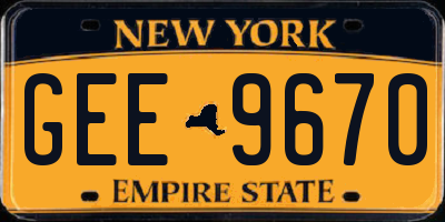 NY license plate GEE9670