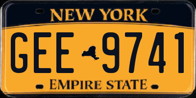 NY license plate GEE9741