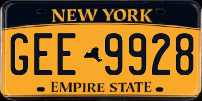 NY license plate GEE9928