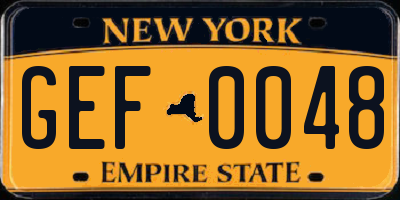NY license plate GEF0048