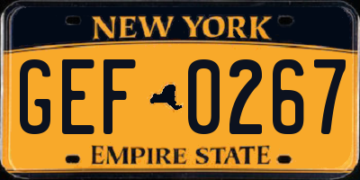 NY license plate GEF0267