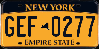 NY license plate GEF0277