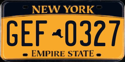 NY license plate GEF0327