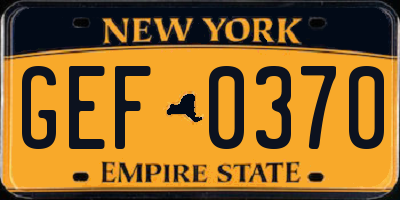 NY license plate GEF0370