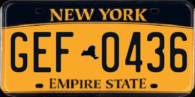 NY license plate GEF0436