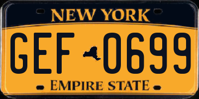 NY license plate GEF0699