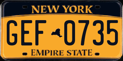 NY license plate GEF0735