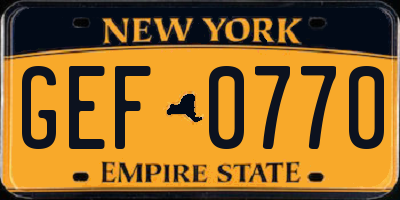 NY license plate GEF0770