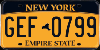 NY license plate GEF0799