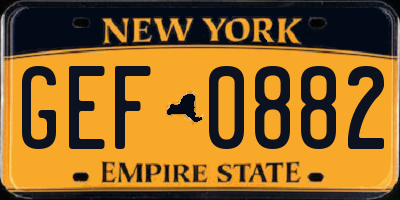 NY license plate GEF0882