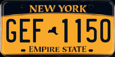 NY license plate GEF1150