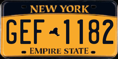 NY license plate GEF1182