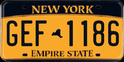 NY license plate GEF1186