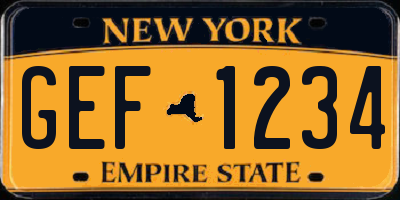 NY license plate GEF1234