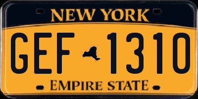 NY license plate GEF1310