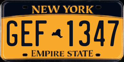 NY license plate GEF1347