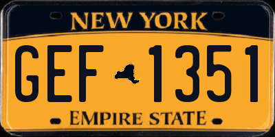 NY license plate GEF1351