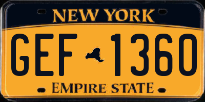 NY license plate GEF1360