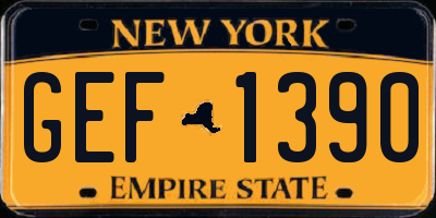 NY license plate GEF1390
