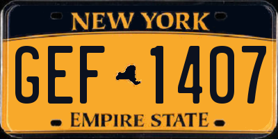 NY license plate GEF1407