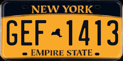 NY license plate GEF1413