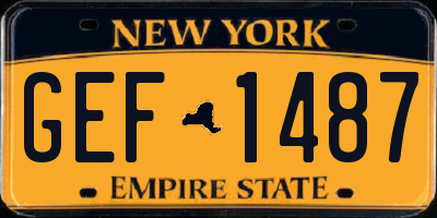 NY license plate GEF1487