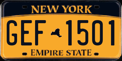 NY license plate GEF1501