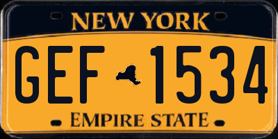NY license plate GEF1534