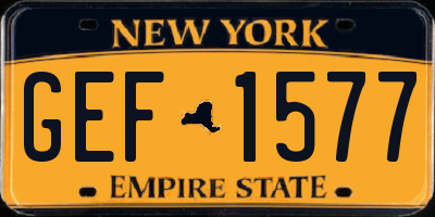 NY license plate GEF1577