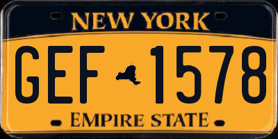 NY license plate GEF1578