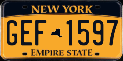 NY license plate GEF1597