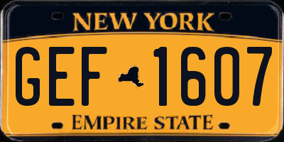 NY license plate GEF1607