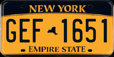 NY license plate GEF1651