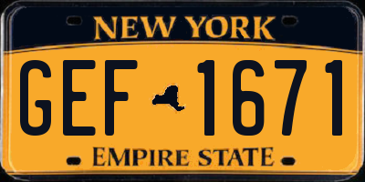NY license plate GEF1671