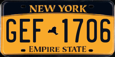 NY license plate GEF1706