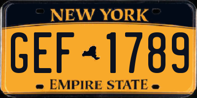NY license plate GEF1789