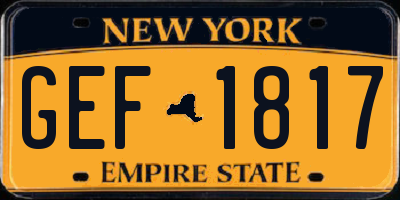 NY license plate GEF1817