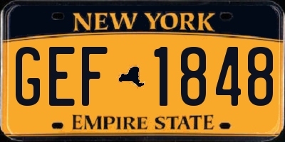NY license plate GEF1848