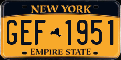 NY license plate GEF1951