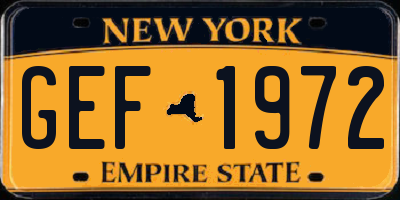NY license plate GEF1972