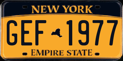 NY license plate GEF1977