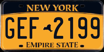 NY license plate GEF2199