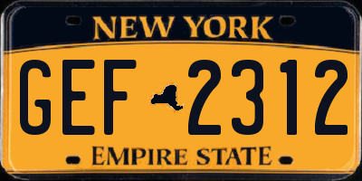 NY license plate GEF2312