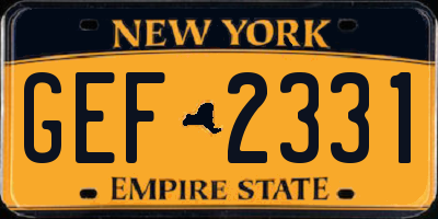 NY license plate GEF2331