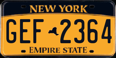NY license plate GEF2364